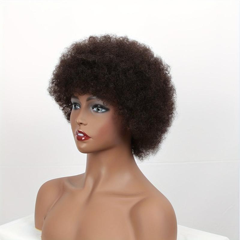 Glueless Afro Kinky Curly Human Hair Bob Wig 180 Density