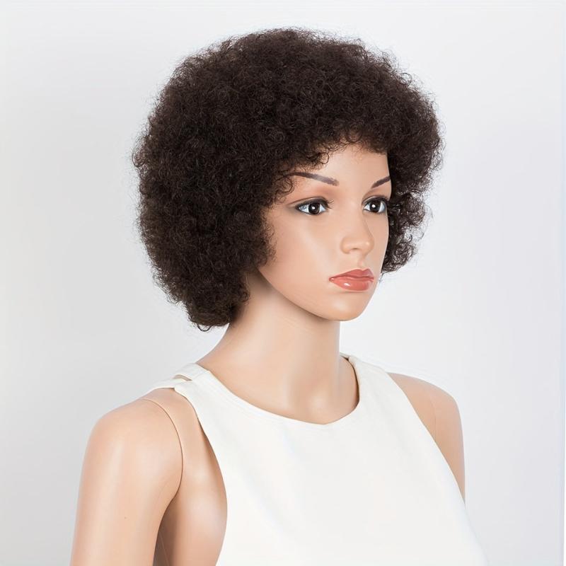 Glueless Afro Kinky Curly Human Hair Bob Wig 180 Density
