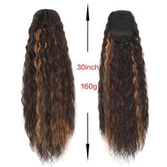 Long Corn Wavy Clip In Ponytail Hair Extensions Drawstring Ponytail