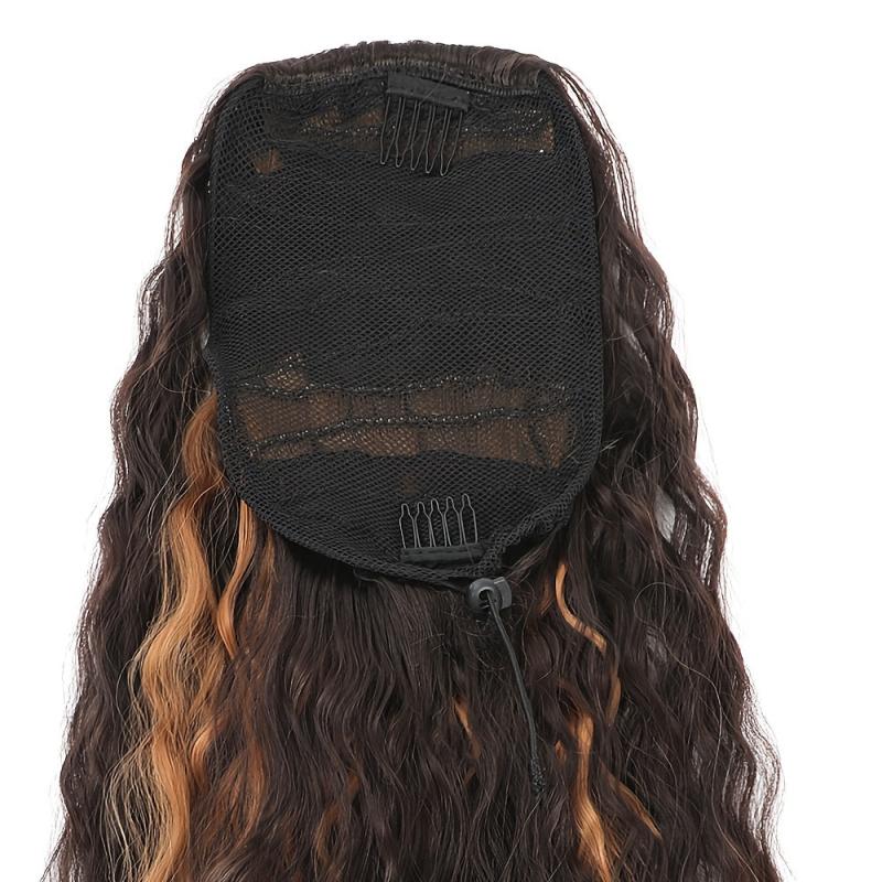 Long Corn Wavy Clip In Ponytail Hair Extensions Drawstring Ponytail