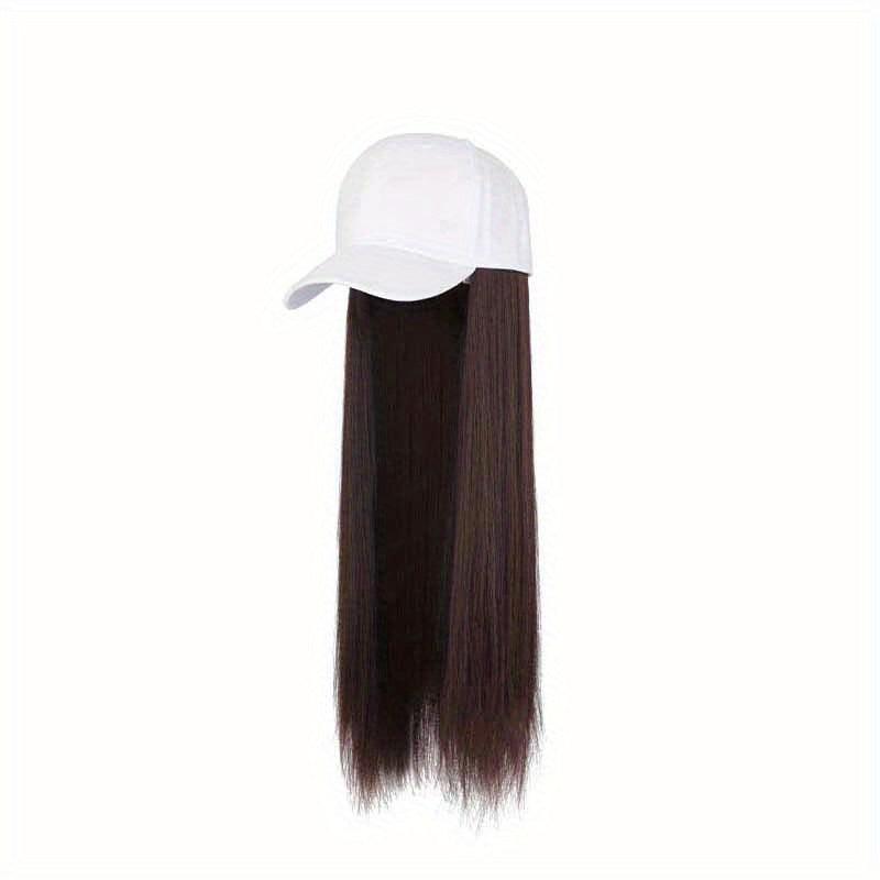 Baseball Cap Adjustable Hat Wigs 66 Cm Straight Synthetic Hair Extension Women