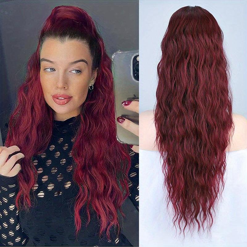 Long Curly Wavy Water Wave Ponytail Extensions Drawstring Ponytail