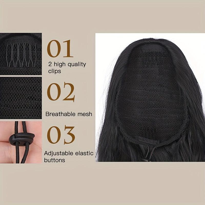 Long Curly Wavy Water Wave Ponytail Extensions Drawstring Ponytail