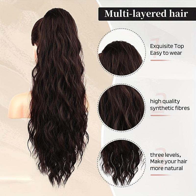 Long Curly Wavy Water Wave Ponytail Extensions Drawstring Ponytail