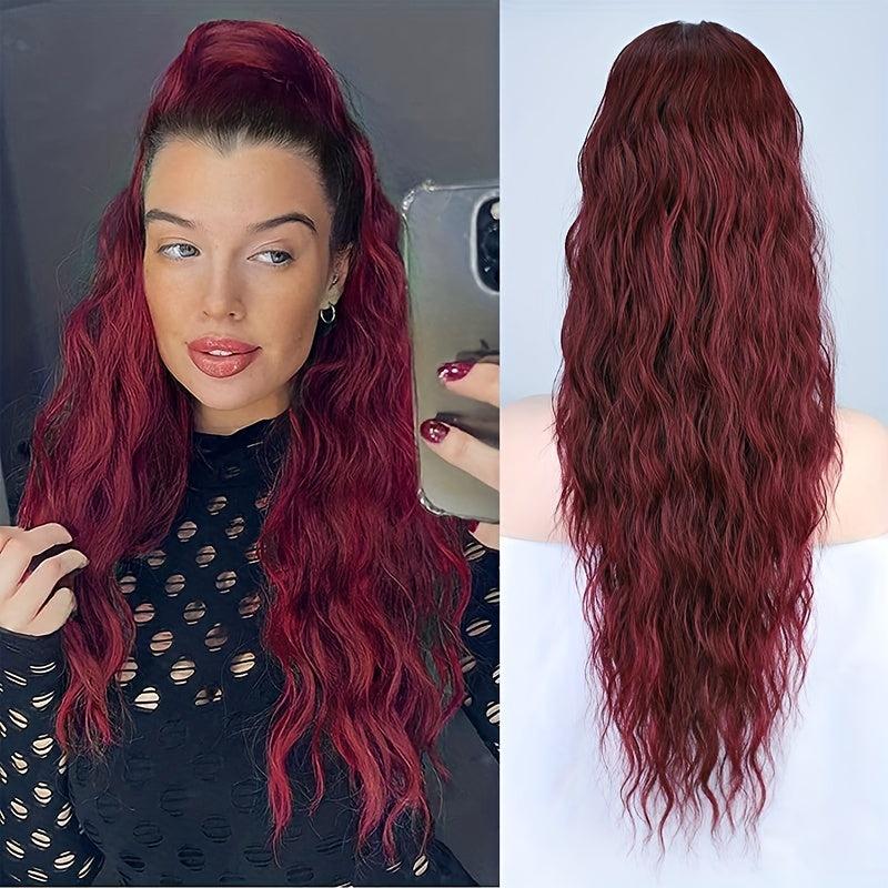 Long Curly Wavy Water Wave Ponytail Extensions Drawstring Ponytail