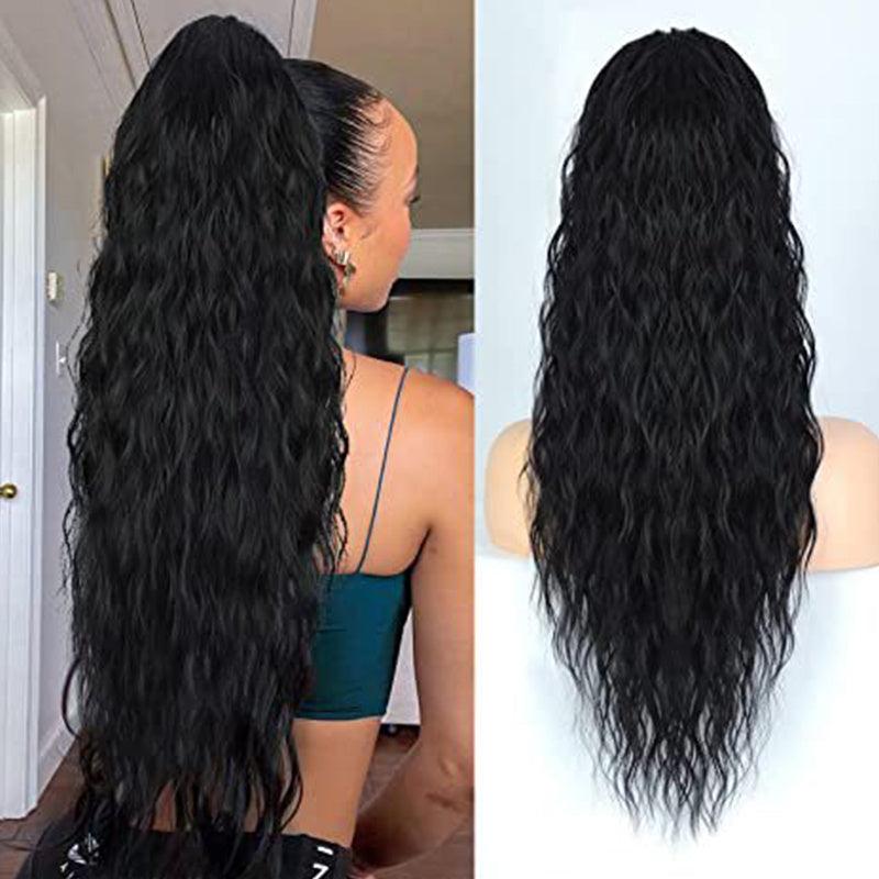 Long Curly Wavy Water Wave Ponytail Extensions Drawstring Ponytail