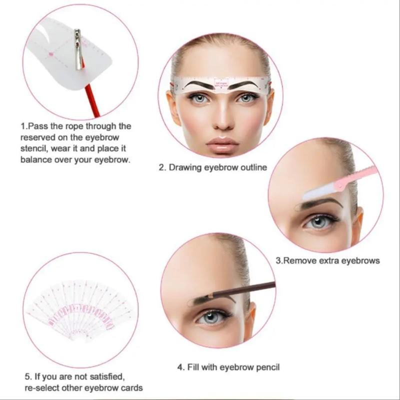 Eyebrow Stencils 12PCS Kit Reusable Template With Strap 3 Minutes Makeup Tools