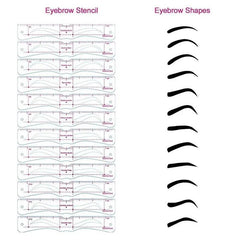 Eyebrow Stencils 12PCS Kit Reusable Template With Strap 3 Minutes Makeup Tools