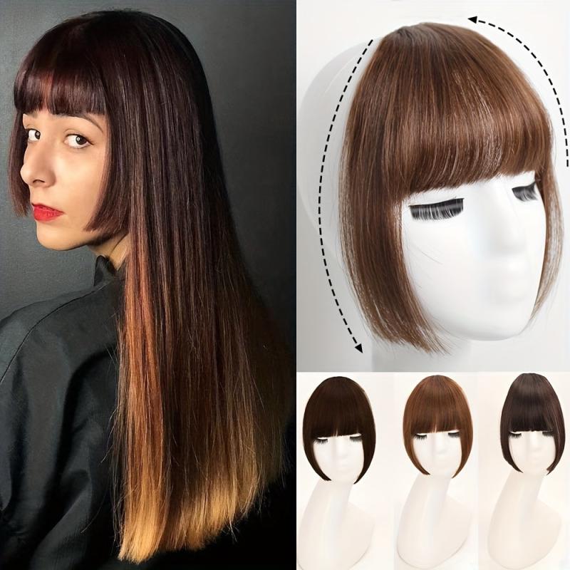 Natural Neat Bangs Clip In Bangs Synthetic Hair Bangs Temples Hairpieces