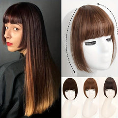 Natural Neat Bangs Clip In Bangs Synthetic Hair Bangs Temples Hairpieces