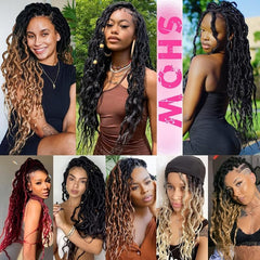 6 Packs Goddess Locs Crochet Hair Extensions 30-96 cm Soft Locs Pre-Looped