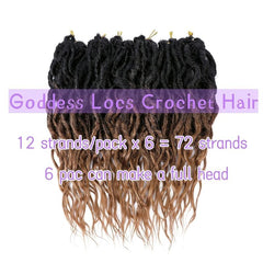 6 Packs Goddess Locs Crochet Hair Extensions 30-96 cm Soft Locs Pre-Looped