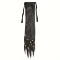 Box Braids Ponytail With Ribbon Tie Extensions Natural Look