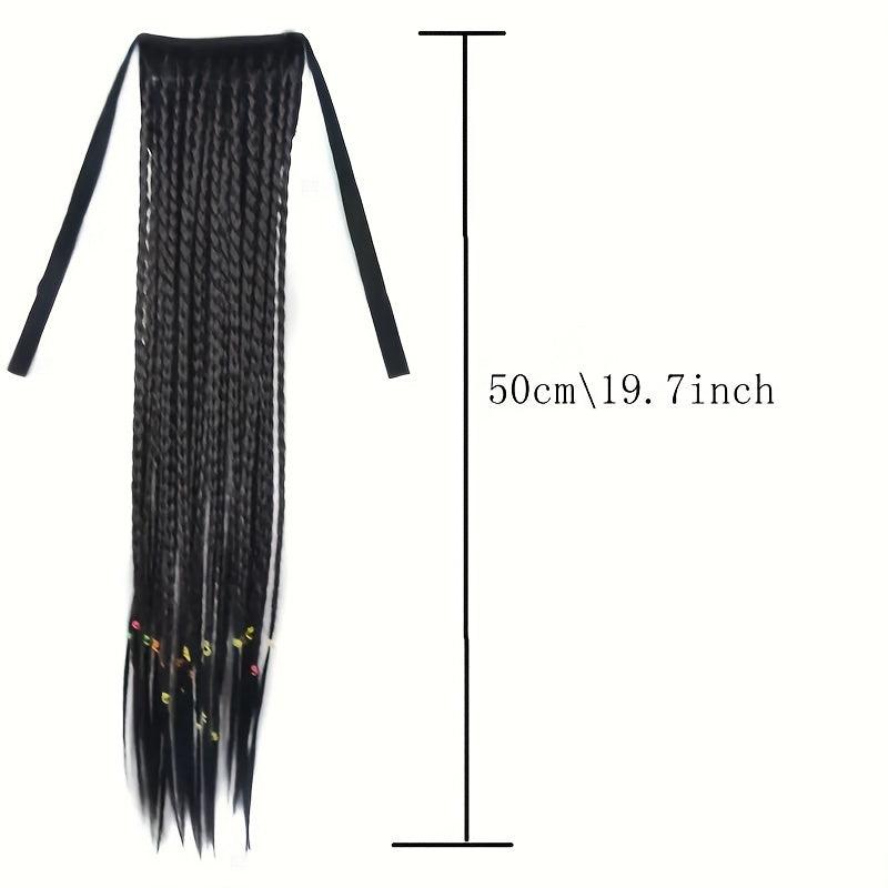 Box Braids Ponytail With Ribbon Tie Extensions Natural Look