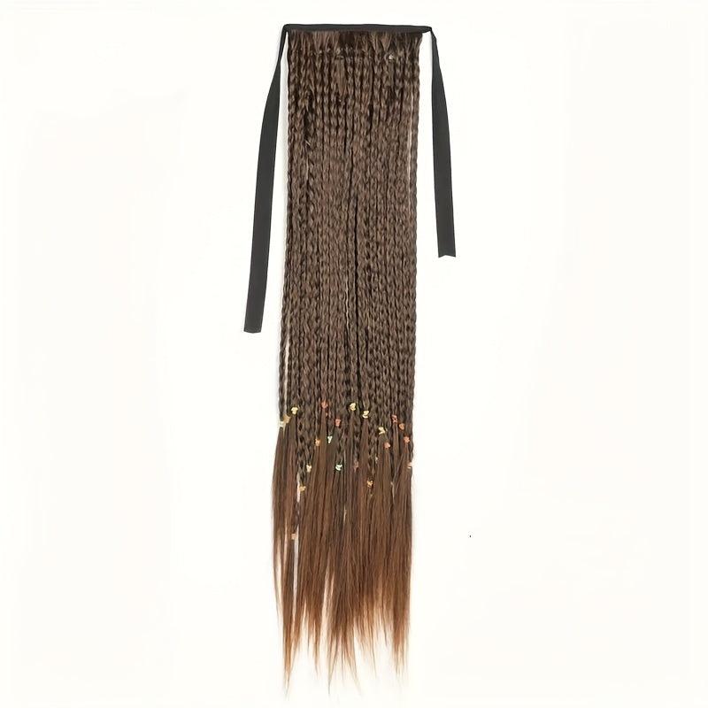 Box Braids Ponytail With Ribbon Tie Extensions Natural Look