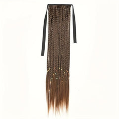 Box Braids Ponytail With Ribbon Tie Extensions Natural Look