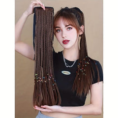 Box Braids Ponytail With Ribbon Tie Extensions Natural Look