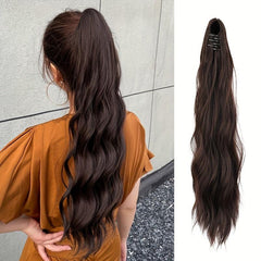 Long Curly Wavy Ponytail Extensions Natural Look