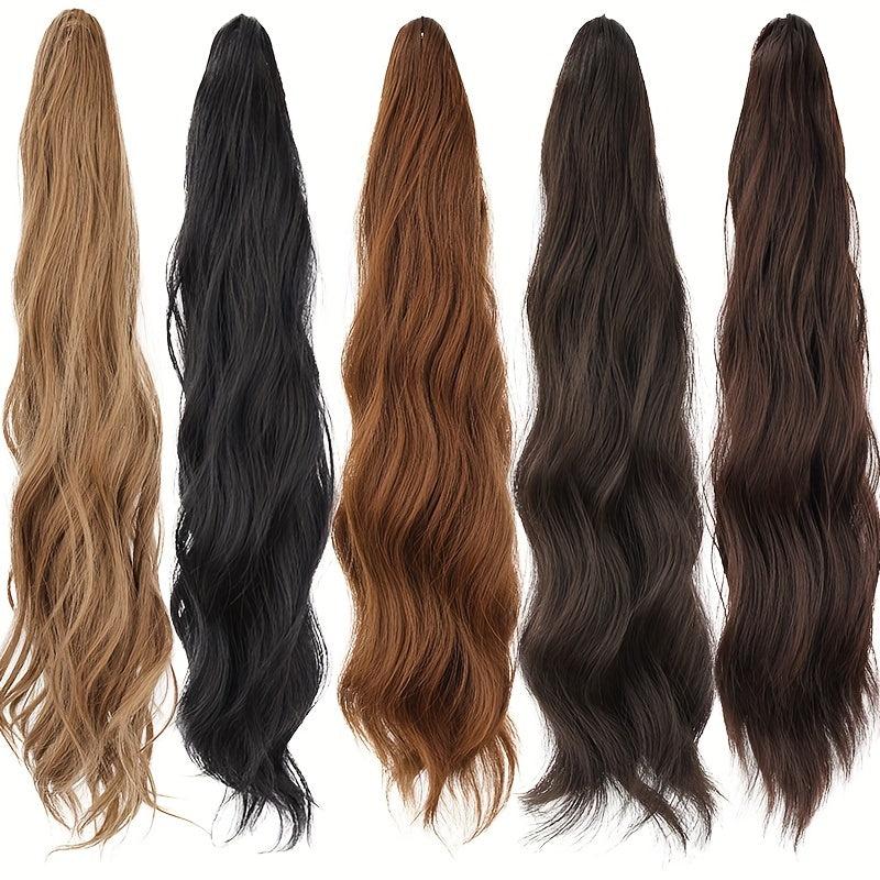 Long Curly Wavy Ponytail Extensions Natural Look