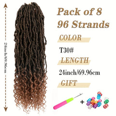 Goddess Faux Locs Crochet Hair 8 Packs 60-96cm Soft Locs Braids with Curly End
