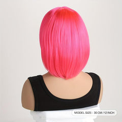 Short Straight Bob Wigs With Bangs Synthetic Heat Resistant Hair Wig