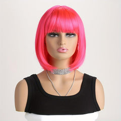 Short Straight Bob Wigs With Bangs Synthetic Heat Resistant Hair Wig
