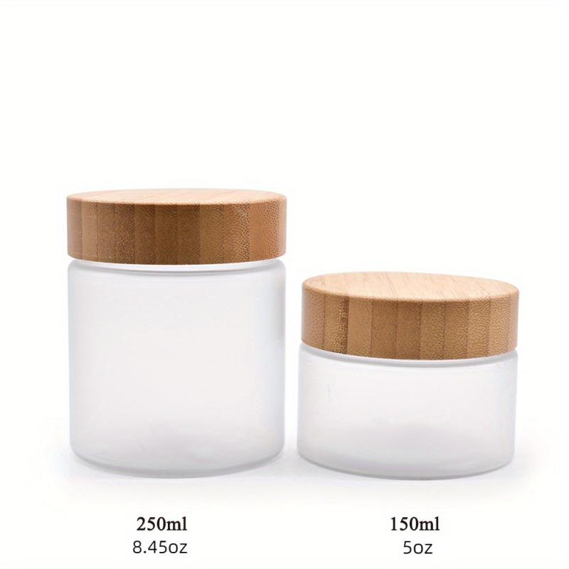1pc Frosted PET Cosmetic Cream Jar Bottle with Bamboo Lids