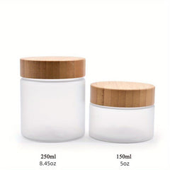 1pc Frosted PET Cosmetic Cream Jar Bottle with Bamboo Lids