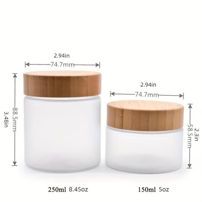 1pc Frosted PET Cosmetic Cream Jar Bottle with Bamboo Lids