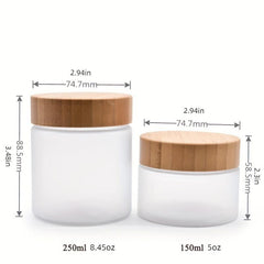 1pc Frosted PET Cosmetic Cream Jar Bottle with Bamboo Lids