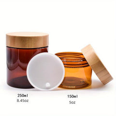 1pc Frosted PET Cosmetic Cream Jar Bottle with Bamboo Lids