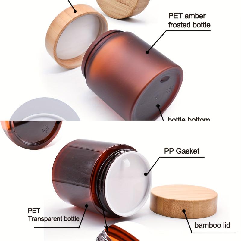 1pc Frosted PET Cosmetic Cream Jar Bottle with Bamboo Lids