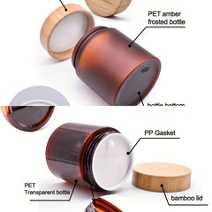 1pc Frosted PET Cosmetic Cream Jar Bottle with Bamboo Lids