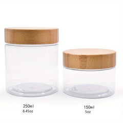 1pc Frosted PET Cosmetic Cream Jar Bottle with Bamboo Lids