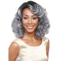 Grey Shoulder Length Curly Wigs Halloween Costume Party Synthetic Fiber Wigs