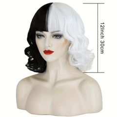 Short Wavy Bob Wig with Bangs for Halloween Cosplay