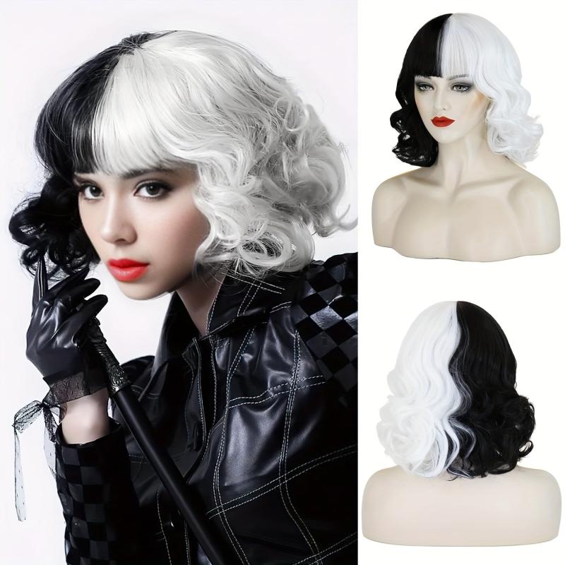 Short Wavy Bob Wig with Bangs for Halloween Cosplay
