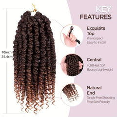 Passion Twist Hair Extensions Pre Twisted Crochet Hair 25.4 Cm Synthetic Fiber