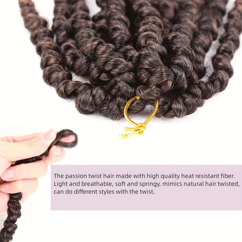 Passion Twist Hair Extensions Pre Twisted Crochet Hair 25.4 Cm Synthetic Fiber