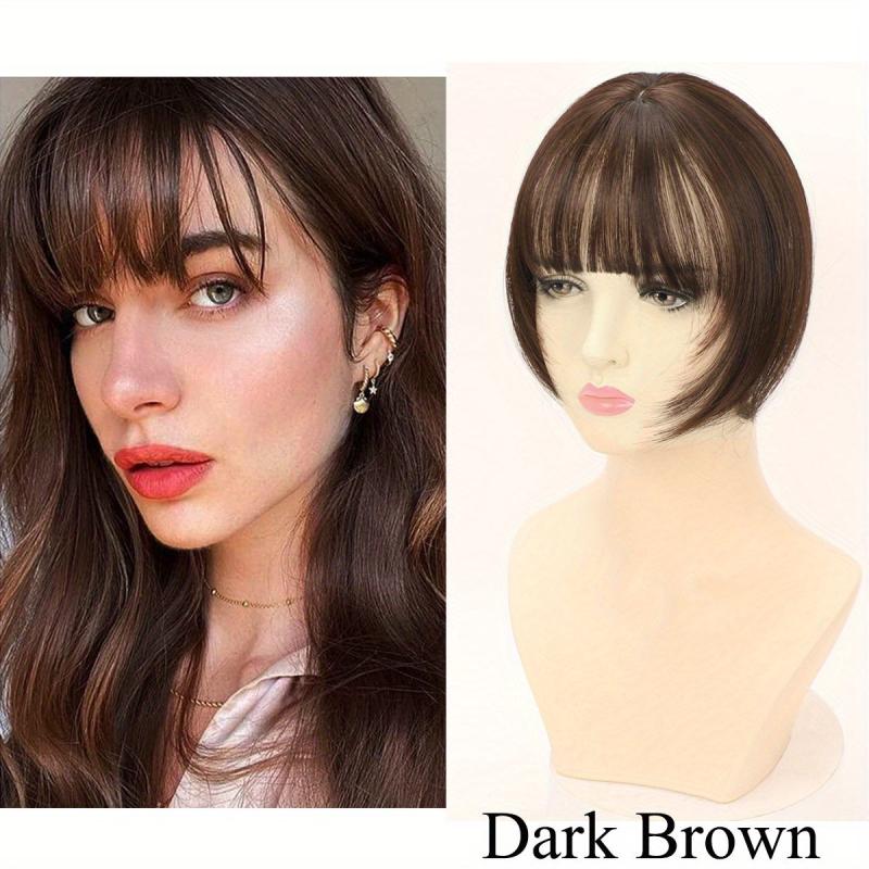 Straight Hair Extensions Clip In Topper Toupee With Bangs Synthetic Hairpiece