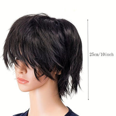 Layered Short Straight Wig Synthetic Wig With Bangs Heat Resistant