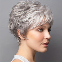 20-32cm Gradual Change Short Hair Skewed Bangs Fluffy Wig Synthetic Natural Look