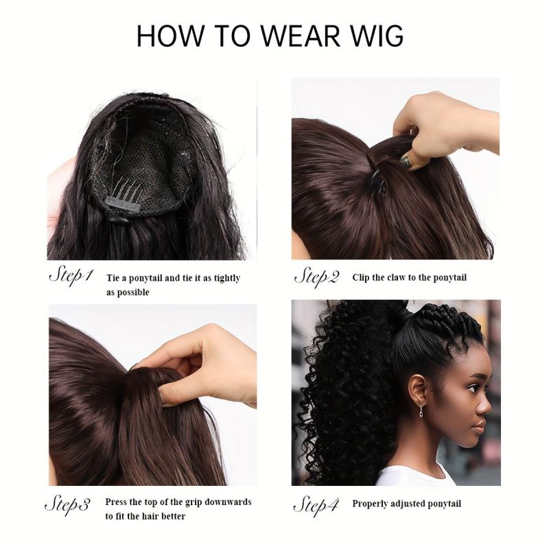 Medium Afro Curly Ponytail Extensions Synthetic Clip In Hair