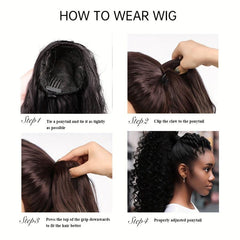 Medium Afro Curly Ponytail Extensions Synthetic Clip In Hair