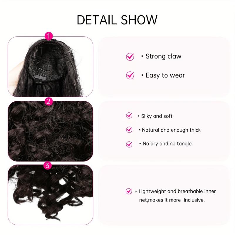Medium Afro Curly Ponytail Extensions Synthetic Clip In Hair
