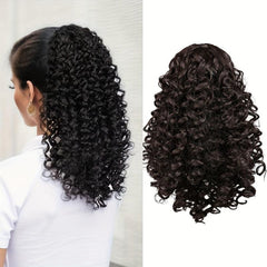Medium Afro Curly Ponytail Extensions Synthetic Clip In Hair