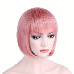 Short Bob Wig Synthetic Wig With Bangs Anime Cosplay for Halloween Party