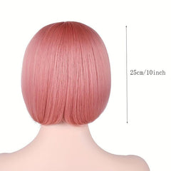 Short Bob Wig Synthetic Wig With Bangs Anime Cosplay for Halloween Party