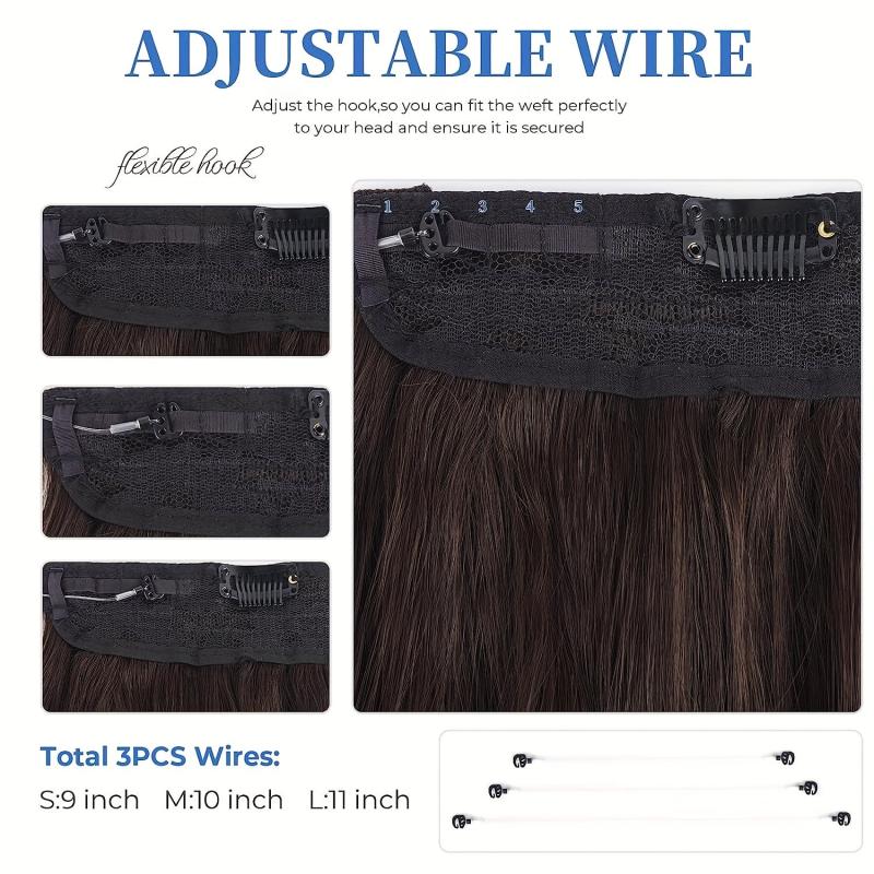 Curly Wavy Hair Invisible Hair Extensions Synthetic Fishing Line Hair Extensions
