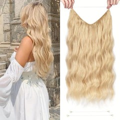 Curly Wavy Hair Invisible Hair Extensions Synthetic Fishing Line Hair Extensions